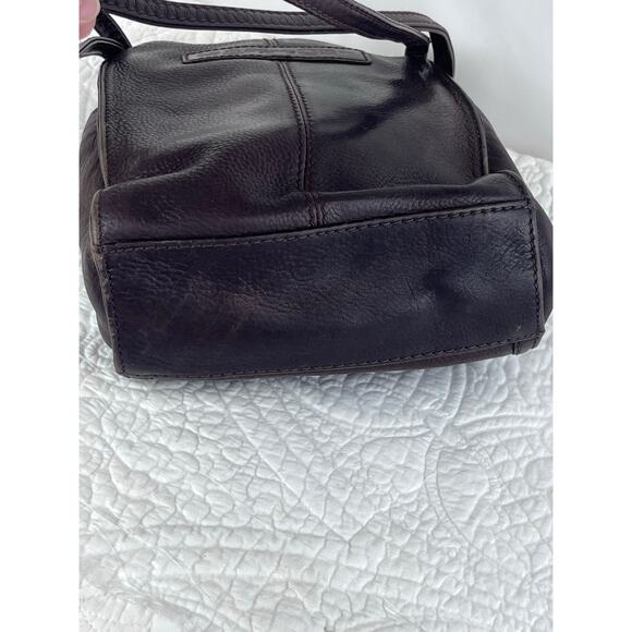 Fossil Brown Leather Tote Satchel Purse - Boho Vintage Y2K Style 75082 - Picture 8 of 12